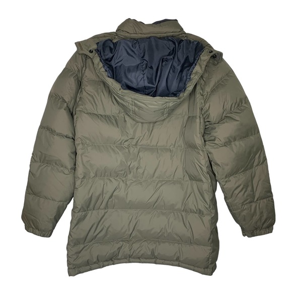 L.L. Bean Goose Down Brown Beige Hooded Puffer Jacket Winter Coat Large - Picture 9 of 9